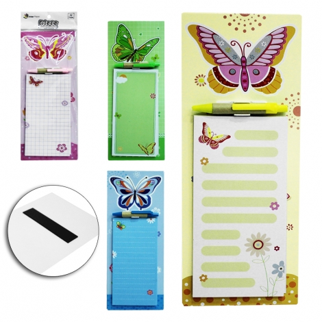 BLOCO DE ANOTACAO MAGNETICO BORBOLETA C/CANETA + 40 FOLHAS INTER PAPER