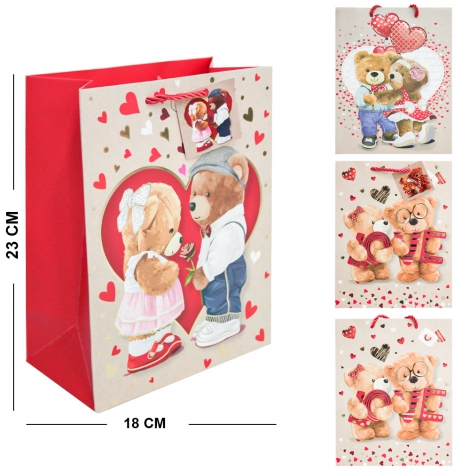 SACOLA DE PAPEL PARA PRESENTE LUXO URSO LOVE