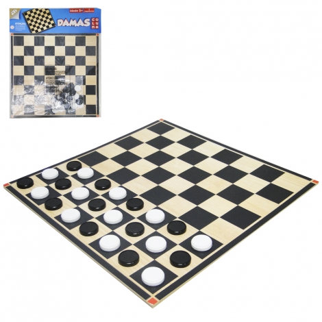 JOGO DE DAMA COM TABULEIRO DE MADEIRA MDF + 24 PECAS