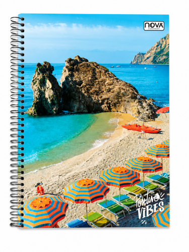 CADERNO UNIVERSITÁRIO 96 FOLHAS POSITIVE VIBES PRAIA