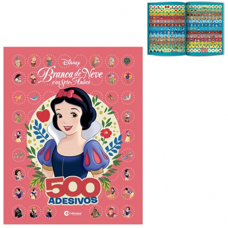 LIVRO 500 ADESIVOS E PARA COLORIR BRANCA DE NEVE E OS SETE ANOES 36 PAGINAS 28X21,5CM