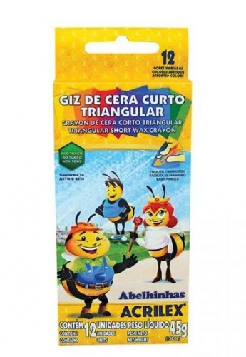 Giz de Cera Big Curto 12 cores Triangular 45g Acrilex