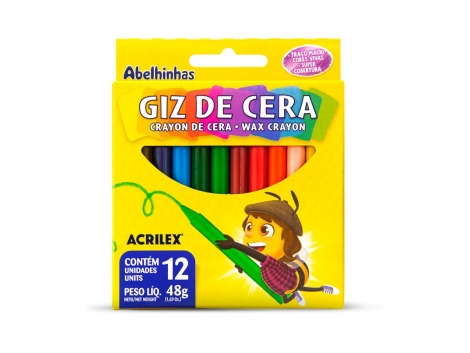 GIZ DE CERA FINO 12 CORES - ACRILEX