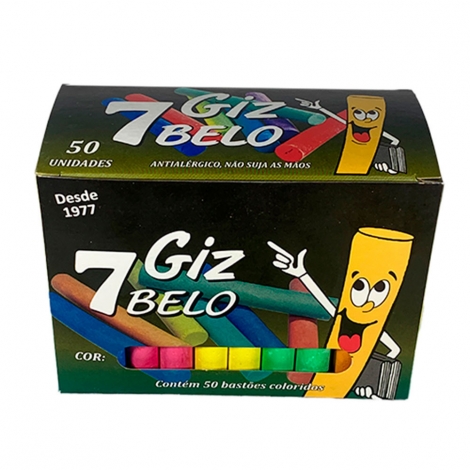 GIZ DE LOUSA COLORIDO 7 BELO - 50 BASTÕES