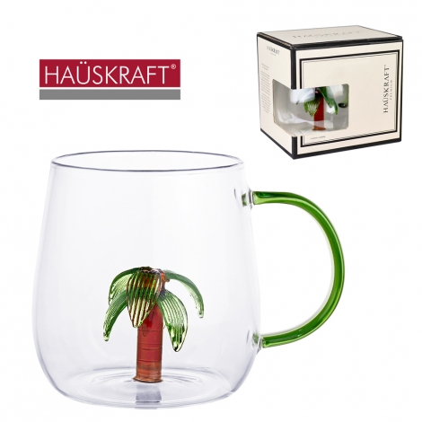 CANECA XICARA DE VIDRO LINHA BOROSSILICATO COQUEIRO HAUSKRAFT PREMIUM 400ML