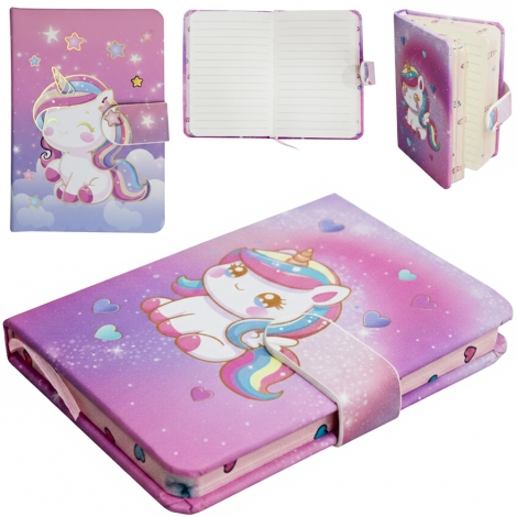 CADERNETA / BLOCO DE ANOTACAO UNICORNIO COM FECHO MAGNETICO 96 FOLHAS 13X9CM