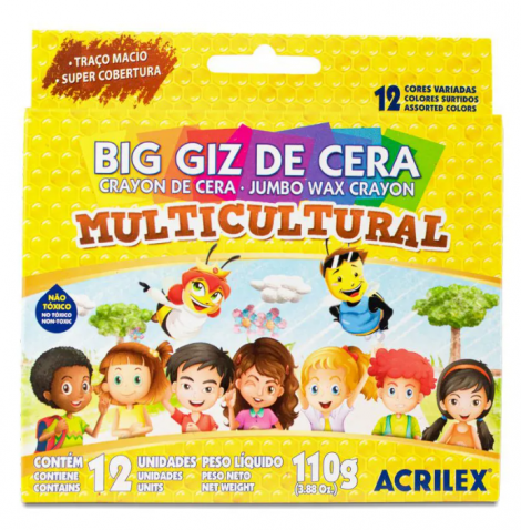 BIG GIZ DE CERA 12 CORES MULTICULTURAL - ACRILEX