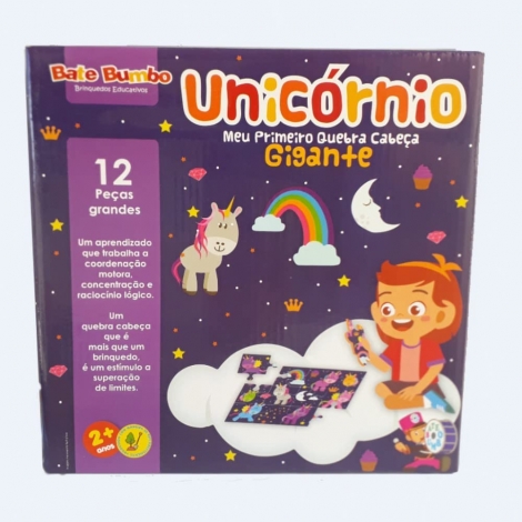 MEU PRIMEIRO QUEBRA CABEÇAS GIGANTE  - UNICÓRNIO - BATE BUMBO