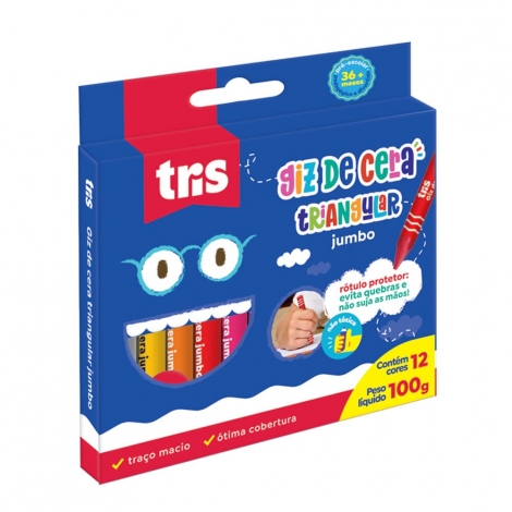 GIZ DE CERA TRIANGULAR 12 CORES - TRIS