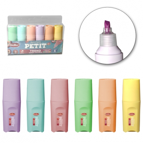 CANETA MARCA TEXTO PETIT TREND PASTEIS COM 6 PECAS