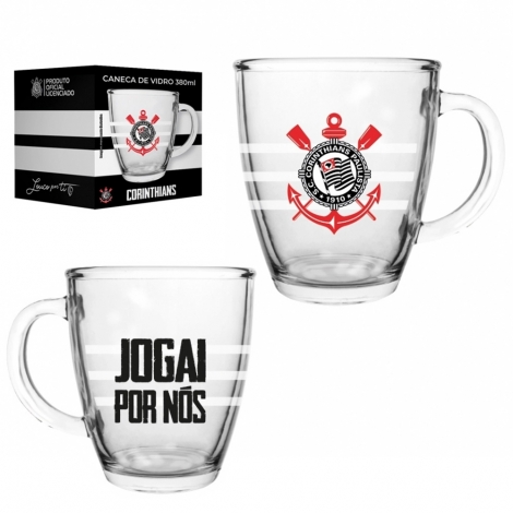 CANECA XICARA DE VIDRO CONICA CORINTHIANS 380ML