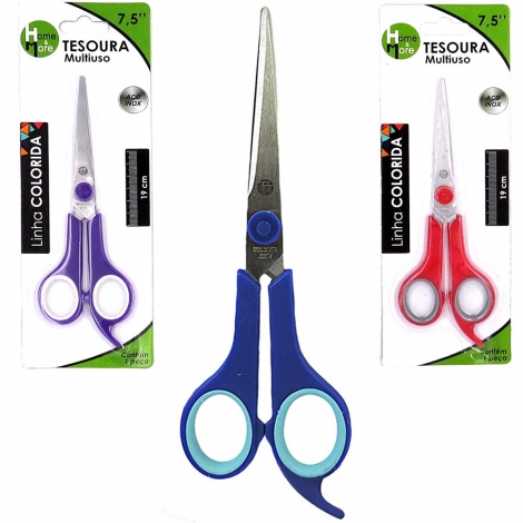 TESOURA DE BARBEIRO / CABELEIREIRO DE INOX COLORIDA 7,5'' 19CM