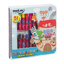 Maleta Square P Pintura Cores Animal Planet 51 Peças+brinde