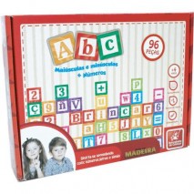 Brinquedo Pedagógico Madeira Letras Números Sinais 96 PC