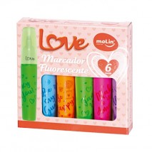 Caneta Marca Texto Love Heart Fluorescente 6cores Molin Esto