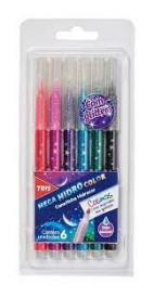 Caneta Hidrográfica Mega Hidro 6 Cores Cosmos Com Glitter – Tris