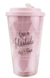 COPO COM TAMPA DE PLASTICO E CANUDO ACRILICO FELICIDADE COLORS 460ML 01