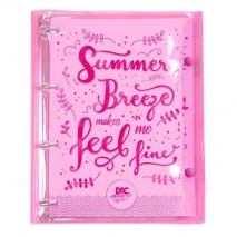 Caderno Fichário Breeze Com Botão Rosa Com 192 Folhas Dac