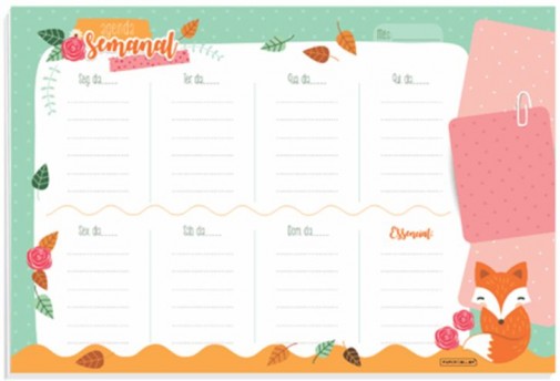 BLOCO DE ANOTACAO PLANNER SEMANAL 30 FOLHAS 23X15,5CM