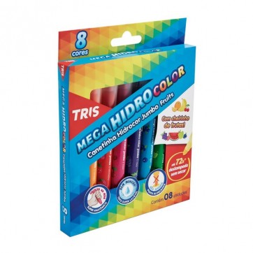 Caneta Hidrográfica Jumbo Fruits 8 Cores Mega Hidro Color Tris