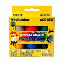 Tinta Guache Metálico Fantasia Metallic 6 Cores - Acrilex