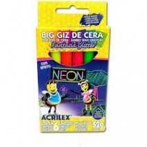 Giz de Cera Acrilex Neon 06 Cores Com Giltter 09806