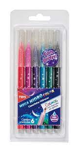 Caneta Hidrográfica Mega Hidro 6 Cores Cosmos Com Glitter – Tris