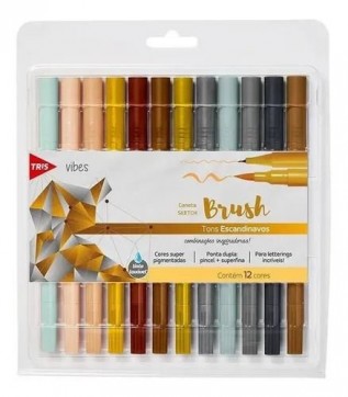 Caneta Brush Pen Cis Kit com 12 tons escandinavos