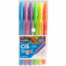 Caneta Gel 6 cores pastel trigel - Cis
