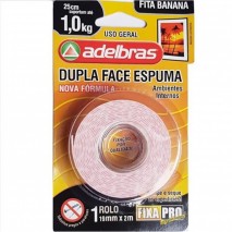 Fita Adesiva Dupla Face Espuma 19mm x 2m Fixa Pro Adelbras