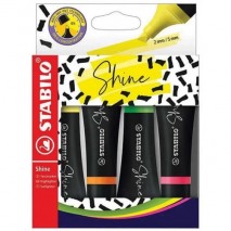Caneta Marca Texto Stabilo Neon Shine Estojo 4 Cores 76/4