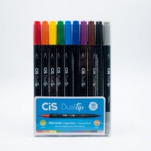 Marcador Aquarelável 2 Pontas Cis Dual Tip estojo com 10 Cores