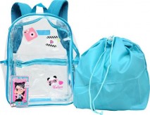 Mochila De Costa Clio Luluca Transparente Com Sacola Colorida LU3194