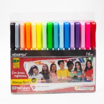 Caneta Marca Texto c/ 16 Cores Youtubers Newpen