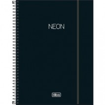 CADERNO ESPIRAL CAPA PLÁSTICA UNIVERSITÁRIO 1 MATÉRIA NEON PRETO 80 FOLHAS