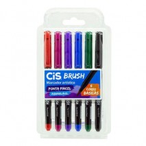 Caneta Brush Pen Cis Kit com 6 Cores basicas