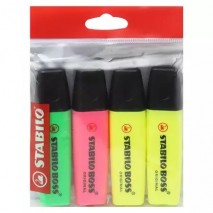 Caneta Marca Texto Stabilo Boss Estojo c/ 4 Cores Neon