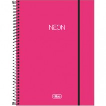CADERNO ESPIRAL CAPA PLÁSTICA UNIVERSITÁRIO 10 MATÉRIAS NEON PINK 160 FOLHAS