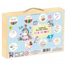 Brinquedo Educativo Maleta Unicórnio Artista 47 pcs Pintura