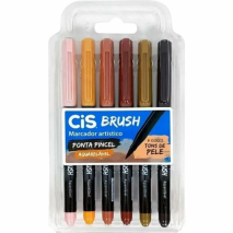 Caneta Brush Pen Cis Kit com 6 tons de pele