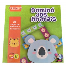 Dominó Dos Animais 28 Peças Madeira + 4 Suportes