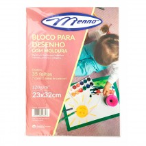 Bloco Para Desenho Com Moldura 120g 35 Folhas 7 Cores - Menno