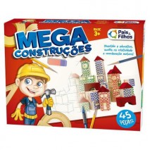 BLOCOS DE MADEIRA MEGA CONSTRUÇÕES 45 PEÇAS PAIS E FILHOS