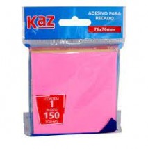 Bloco Adesivo Para Recado 76X76 Neon Cores Com 150 Folhas Kaz