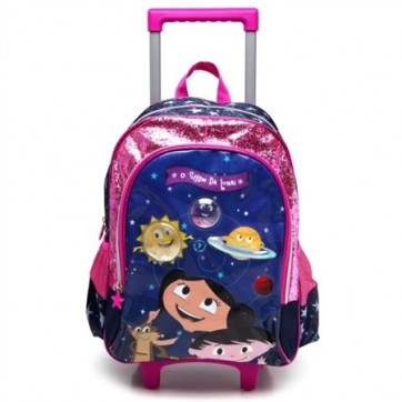 Mochila De Rodinhas Pacific G Show Da Luna Galáctica Azul-Marinho/Rosa