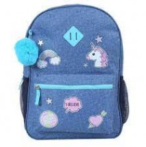 Mochila Infantil de Costas Unicórnio Clio Girls Azul