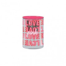 APONTADOR 2 FUROS COM DEPÓSITO LOVE PINK - TRANSPARENTE