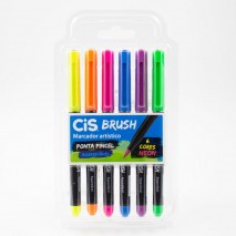Caneta Brush Pen Cis Kit com 6 Cores Neon