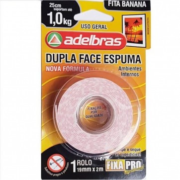 Fita Adesiva Dupla Face Espuma 19mm x 2m Fixa Pro Adelbras