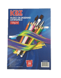 Bloco de Desenho A4 Branco 150g 20 fls Kaz
